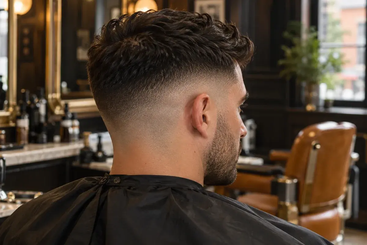 Close-up of a precise skin fade and carefully finished hairline