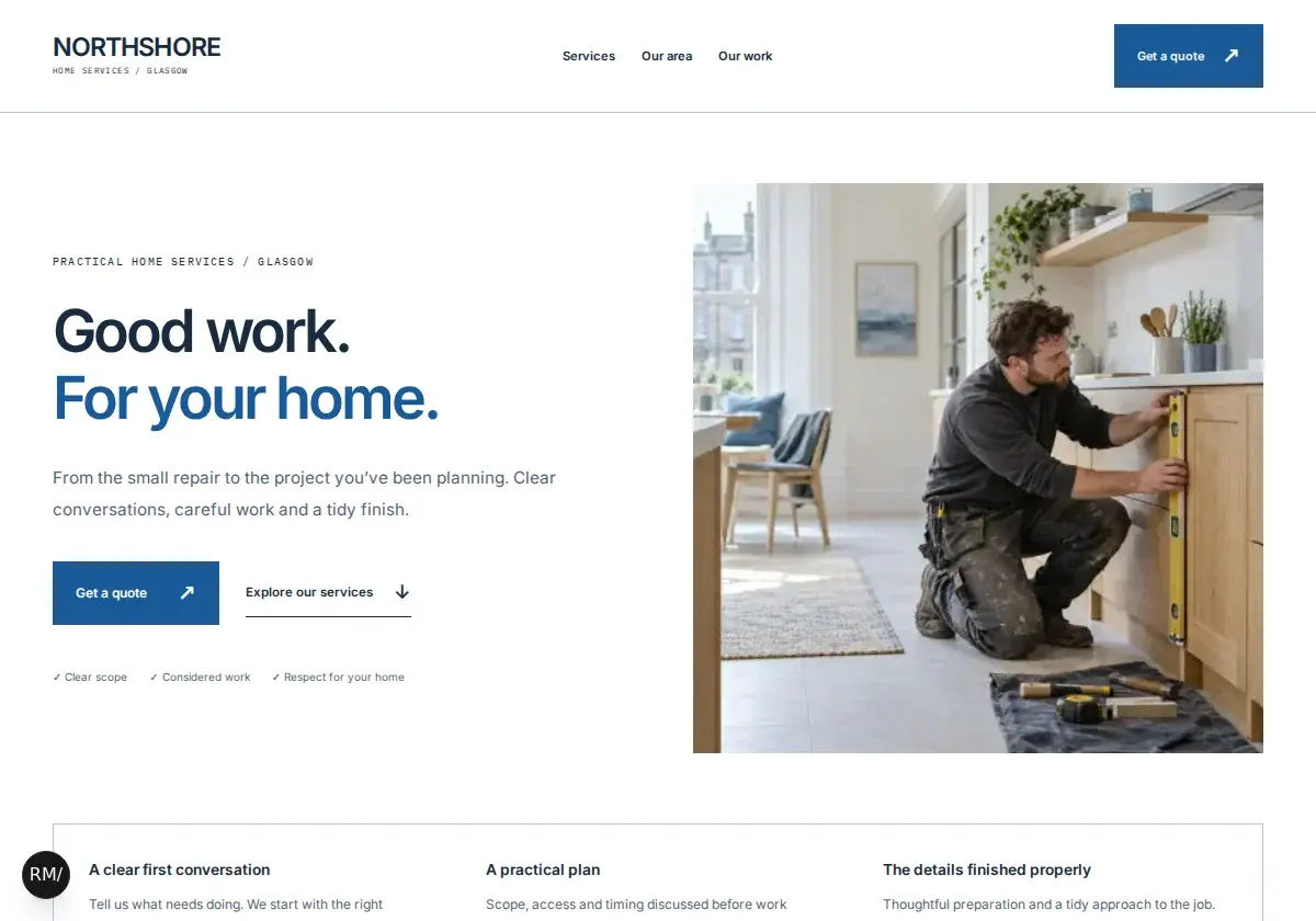 Website preview for the fictional NORTHSHORE business
